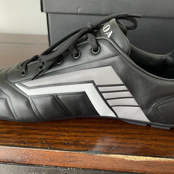 Prada 2EG285 Men's Black Leather Logo Lace-up Sneakers, Many sizes - Picture 15 of 16